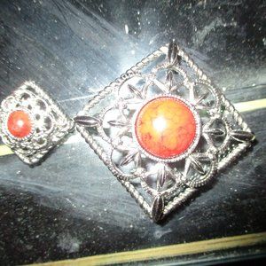 vintage sarah coventry double necklace turns in to brooch or pin 22" CHAIN